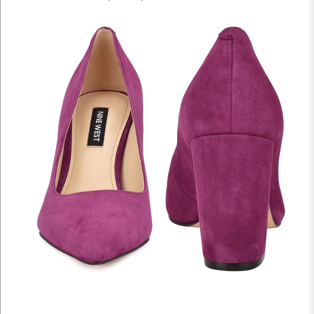 Nine West Cara purple berry magenta block heel pump